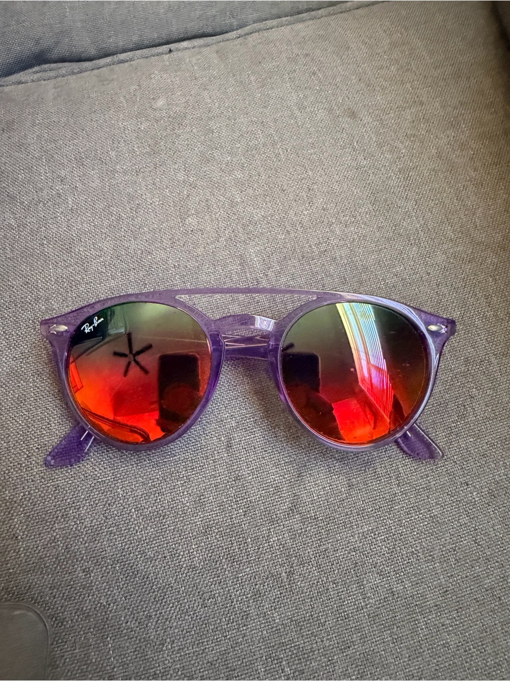 Ray-Ban Purple Frame Sunglasses with Mirrored Lenses